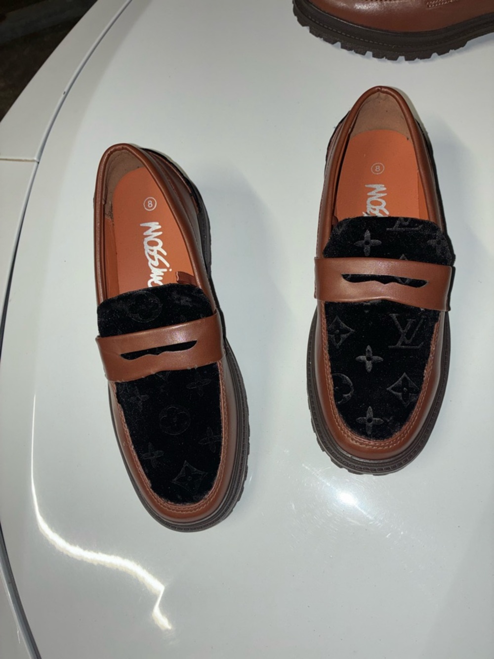 Mossimo Supply Co. Brown and Black Velvet Penny Loafers